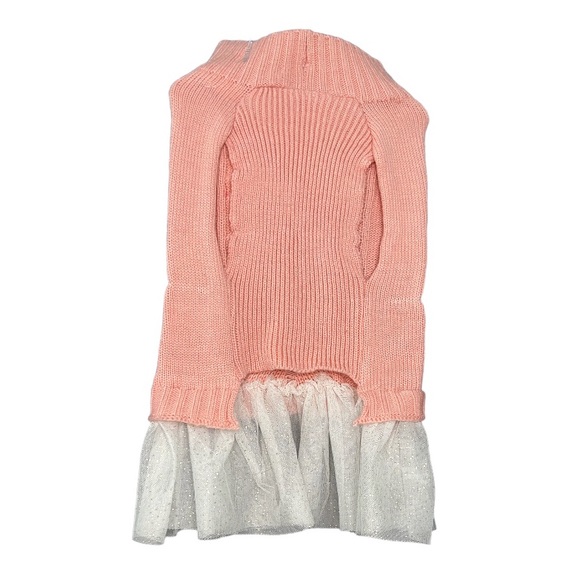 SimplyDog Cable Knit Design Pink Dog Sweater Dress with Sparkle Tulle Skirt NWT - Picture 2 of 3